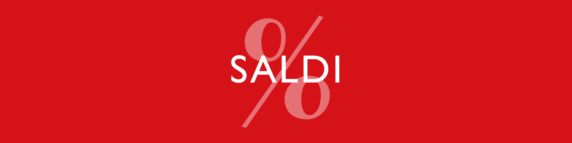 Testo bianco "SALE" su sfondo rosso con un grande simbolo di percentuale sullo sfondo