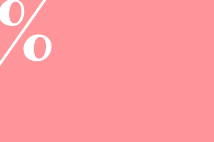 White percent sign on a pink background