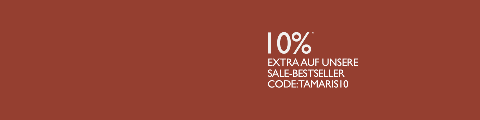 Roter Werbe-Banner mit 10% Rabatt auf Sale-Bestseller und dem Gutscheincode TAMARIS10