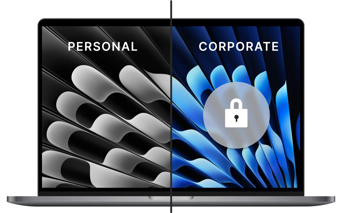device mockup showing personal and corporate privacy