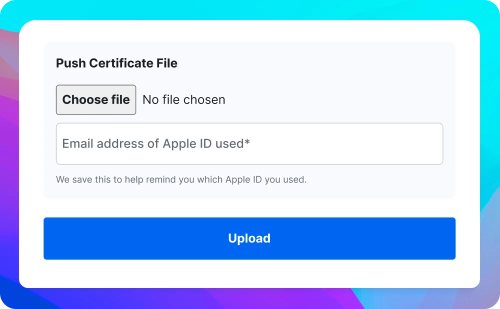 ui of push certificate file modal