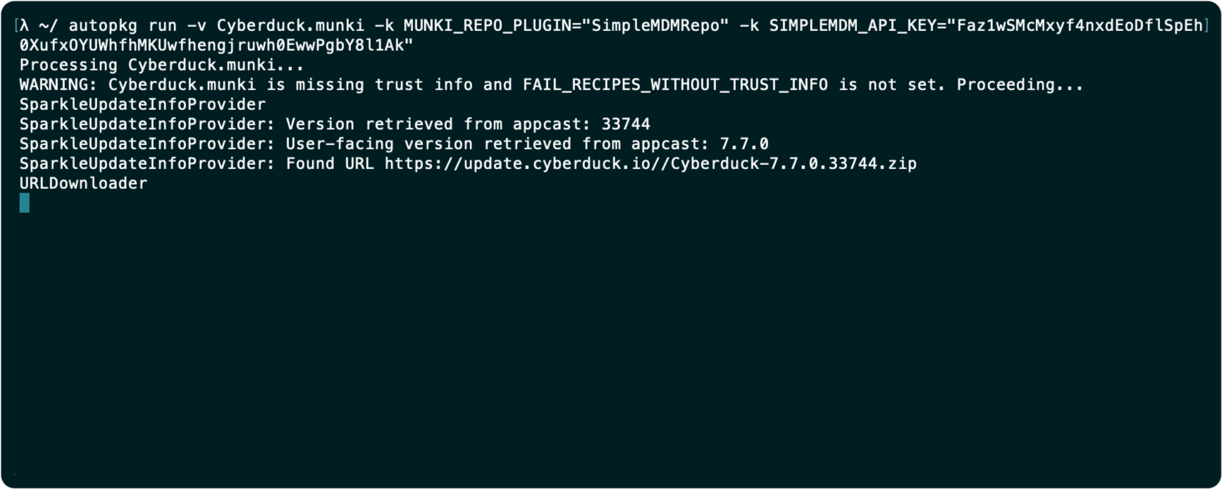 example of utilizing AutoPkg to publish software directly to SimpleMDM