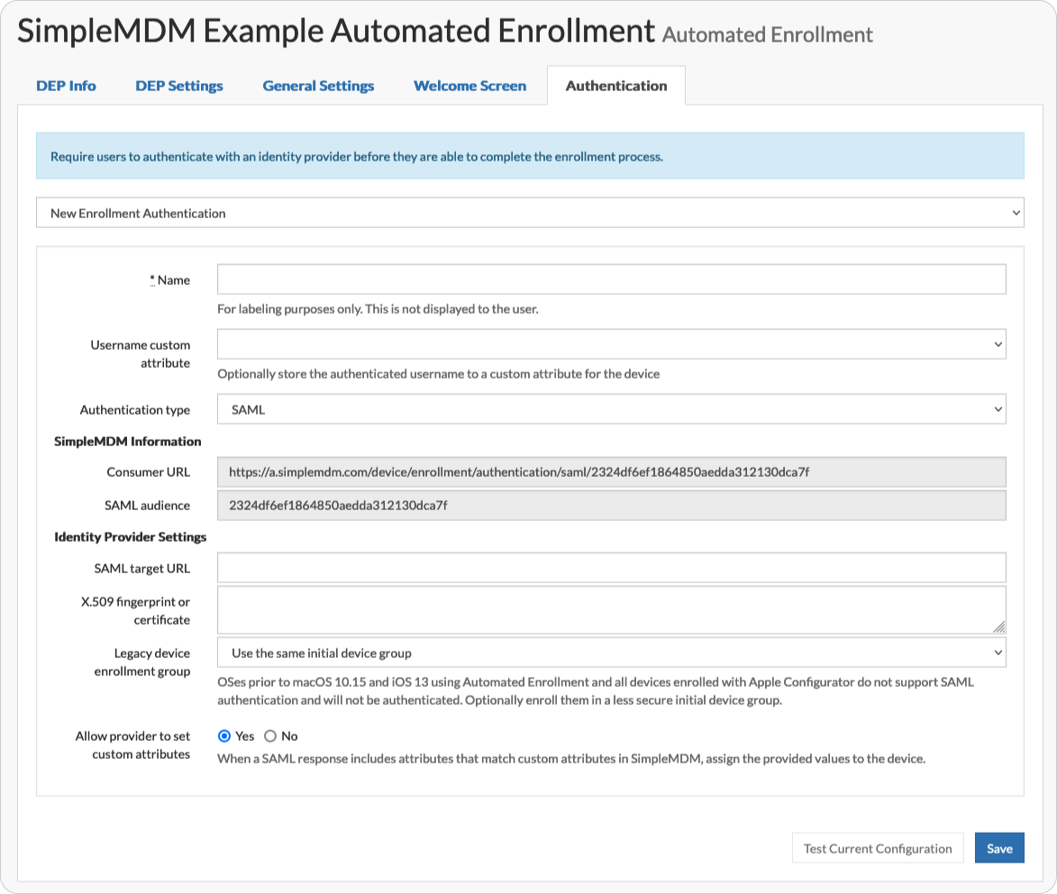 SimpleMDM Example Automated Enrollment