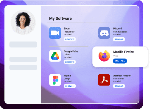 Stylized app screen showing different applications that need to be installed