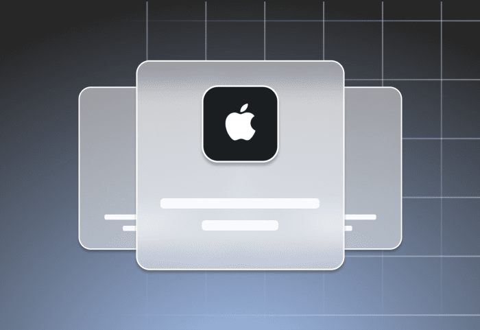 Apple logo on a gray background