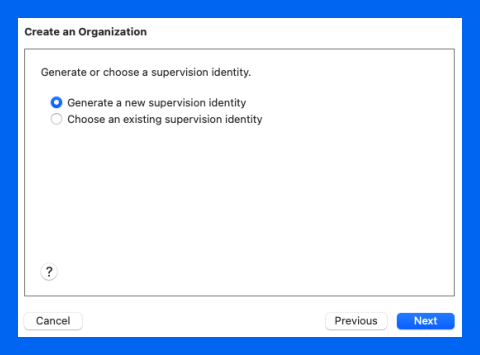 Supervision identity in Apple Configurator