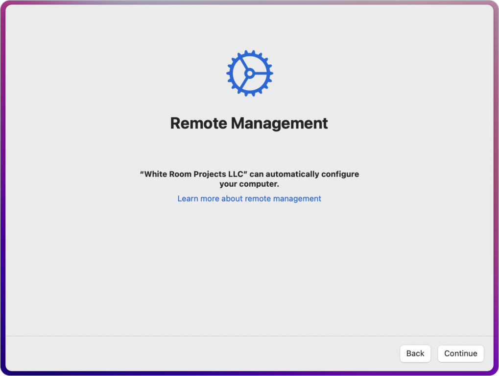 Remote Management screen