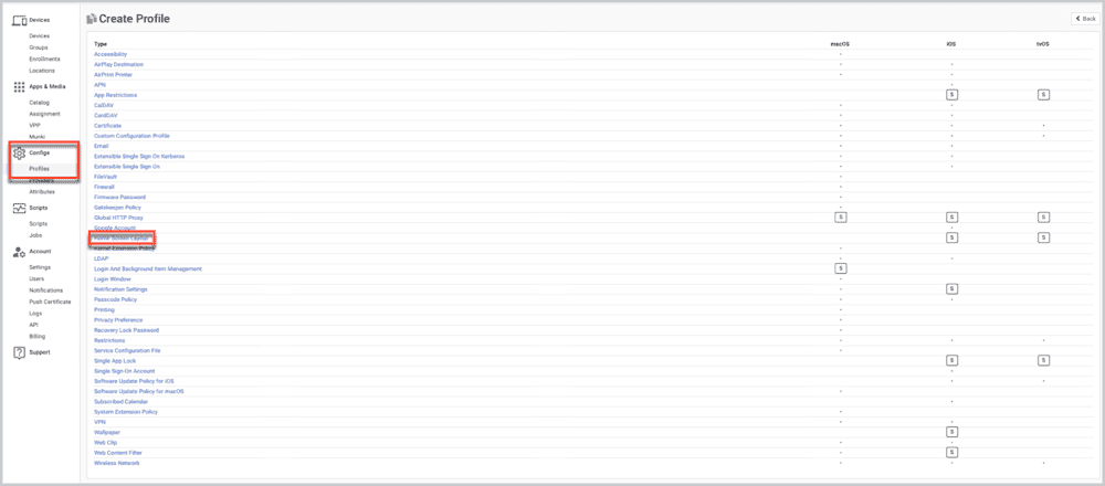 Screenshot of the SimpleMDM interface showing Profiles > Create Profile > Home Screen Layout.
