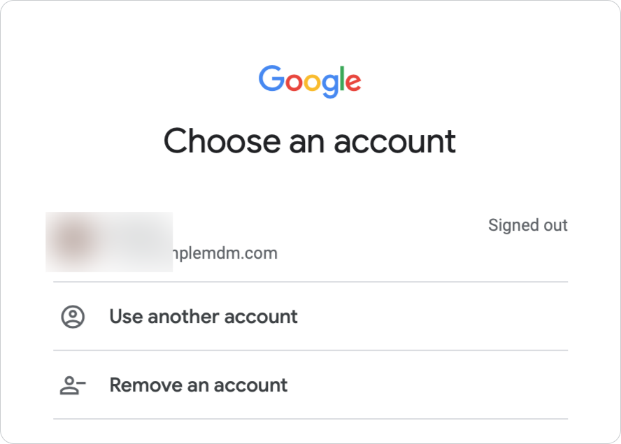 Google Choose an Account selection