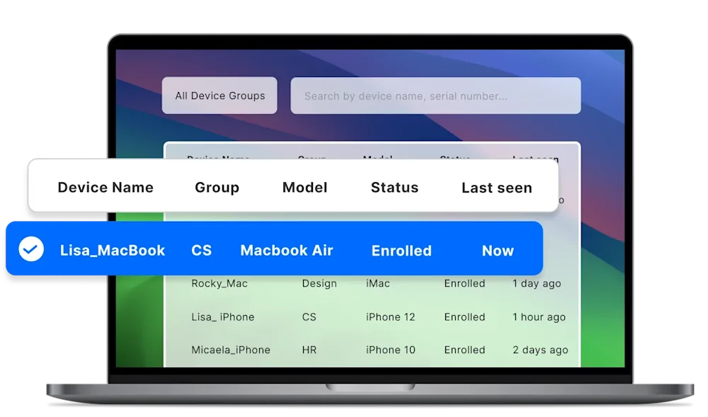 mock of device enrollment green
