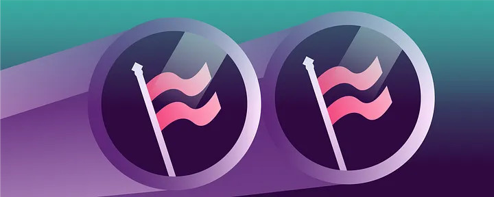 Illustration: On a mint green background, a pair of purple binoculars show two hot pink flags on white flagpoles symbolizing Ally's use of chaos testing to improve system resilience. 