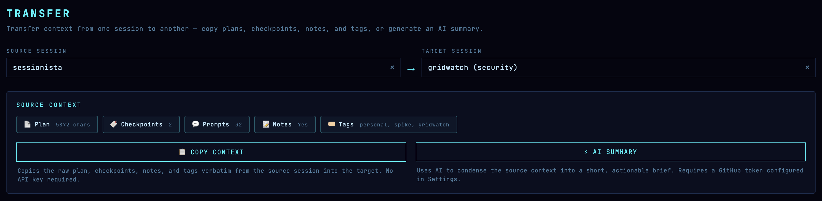 Gridwatch - session transfer