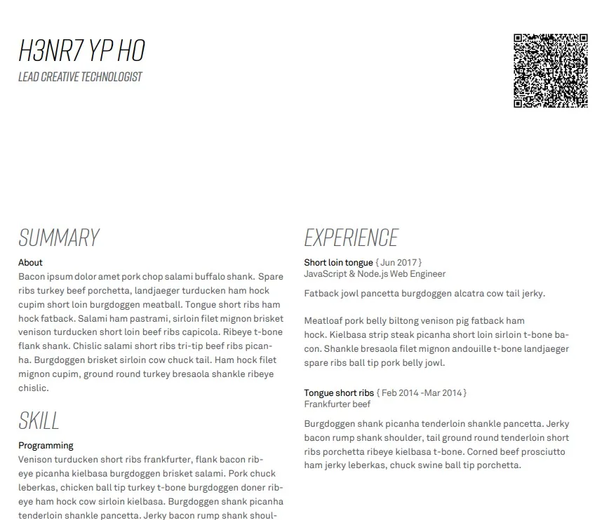 CV Header