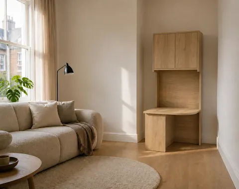 A quick AI generated preview of the corner cupboard.