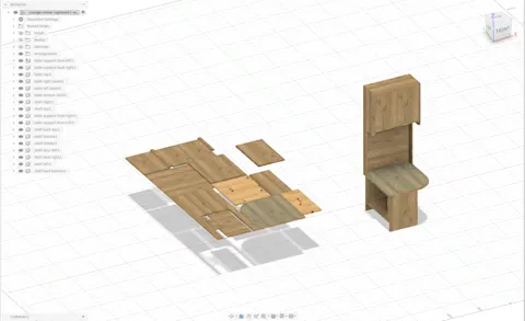 Corner cupboard designed in Autodesk Fusion.