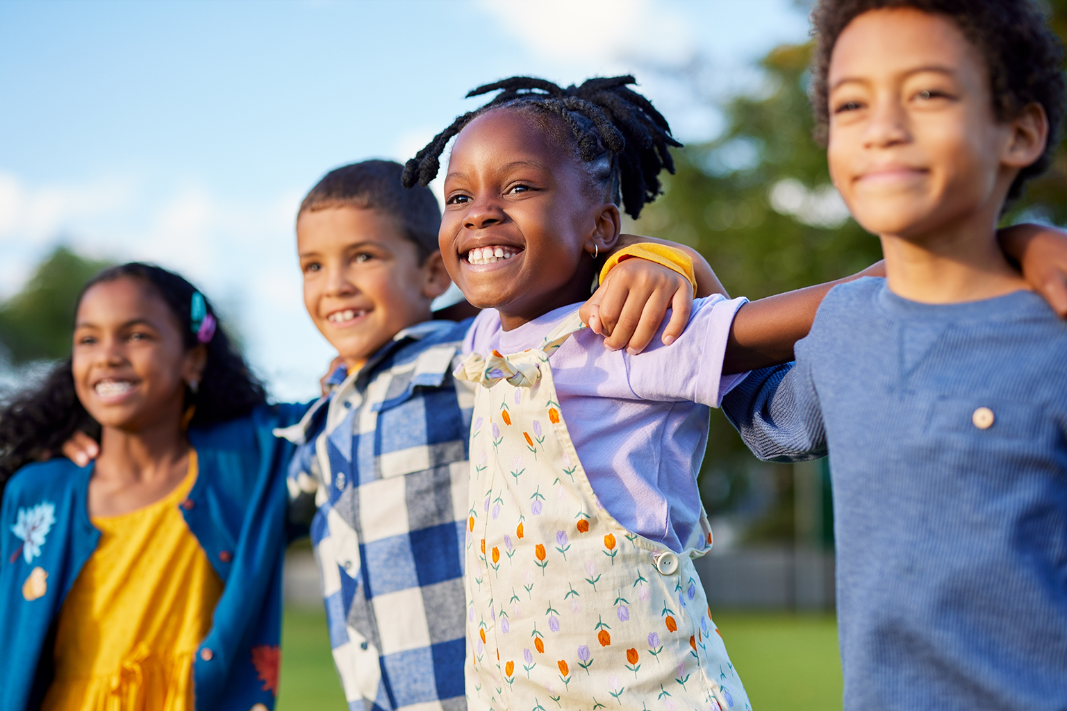 Kids enjoying time outside together. 