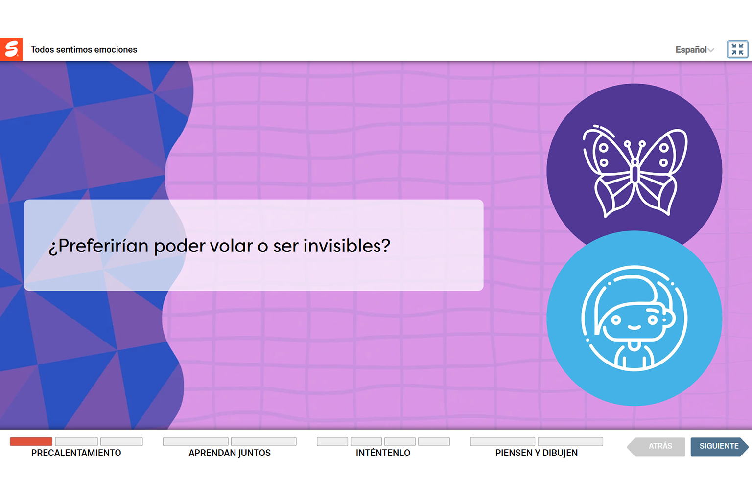 Screenshot of a lesson