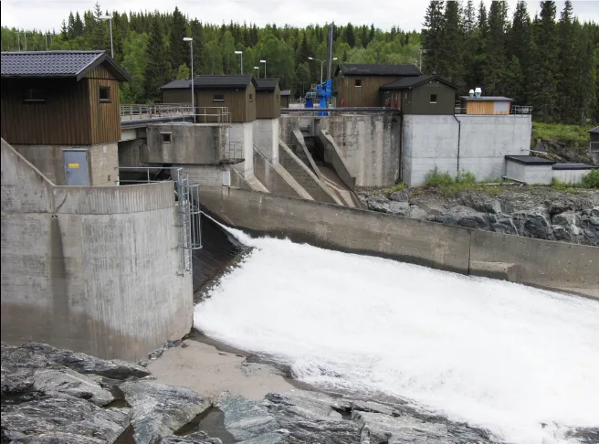Åsmulfoss kraftstasjon fra utsiden Åsmulfoss kraftstasjon fra utsiden