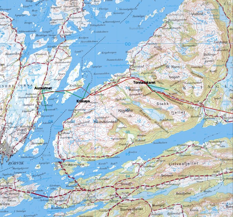 Kartvisning med fotostandpunkter Nærøysundet 