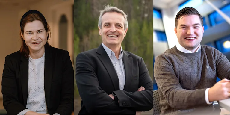 Konsernsjef i SKS, Liina Veerme, konserndirektør NTE Energi, Inge Forseth og forretningsutvikler i Nordkraft Gabriel Karlsen. Konsernsjef i SKS, Liina Veerme, konserndirektør NTE Energi, Inge Forseth og forretningsutvikler i Nordkraft Gabriel Karlsen.