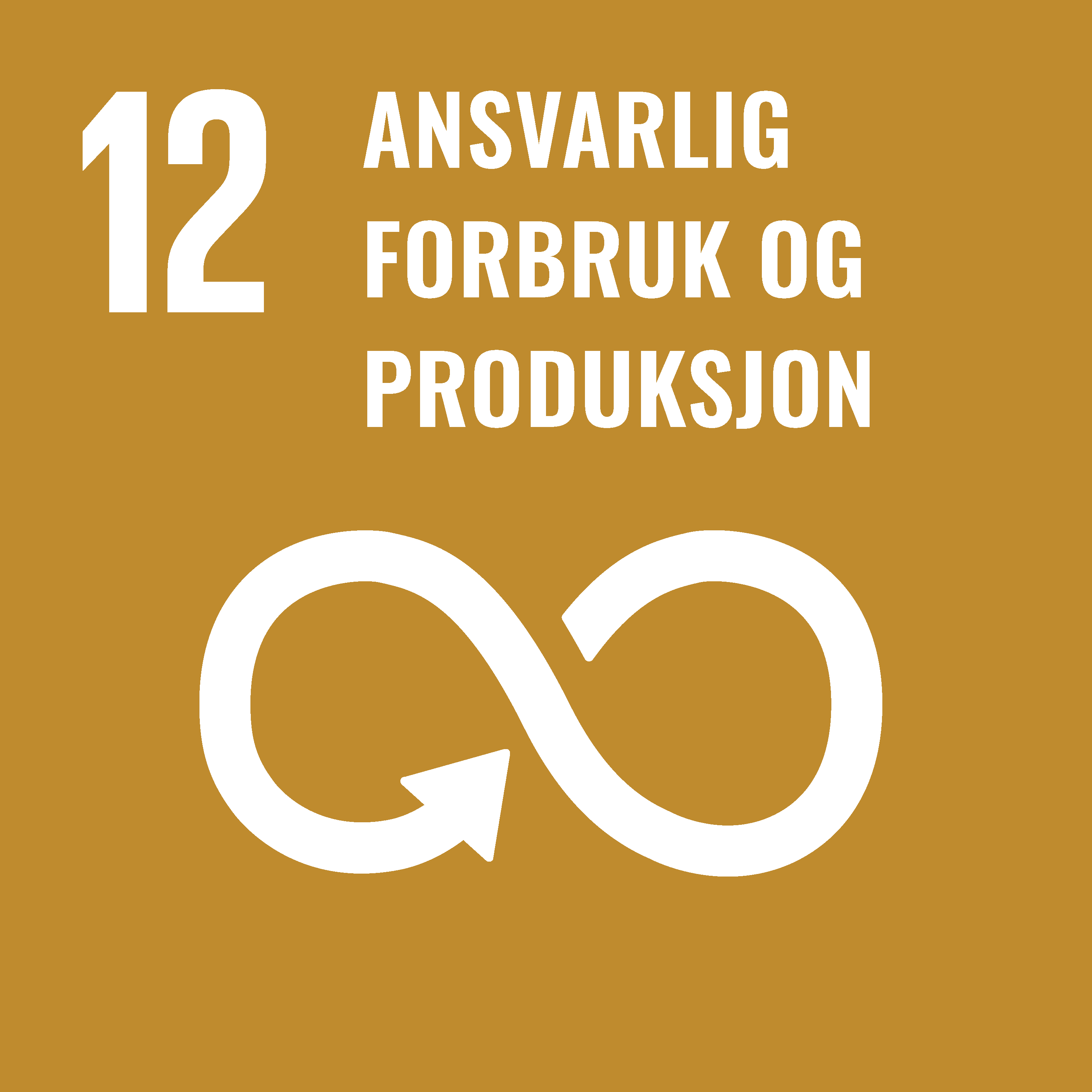 Illustrasjonen viser FNs bærekraftsmål nummer 12 - Ansvarlig forbruk og produksjon