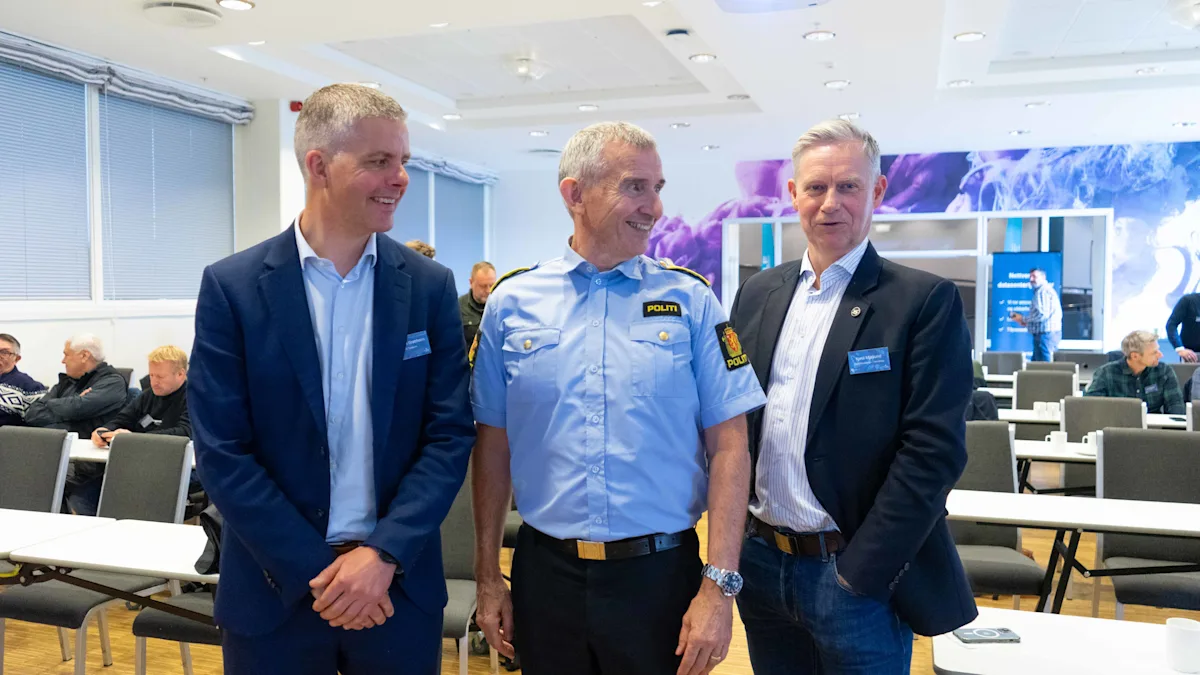 Odd-Eirik Grøttheim, Nils Kristian Moe, Kjetil Mjøsund NTE Telekoms leder Odd-Eirik Grøttheim, politimester i Trøndelag Nils Kristian Moe og fylkesberedskapssjef Kjetil Mjøsund på konferansen Totalberedskap og digital robusthet.