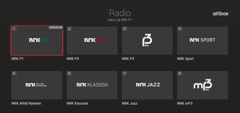 Altibox Radio Radiokanaler på Altibox