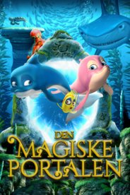Filmcover - Den magiske portalen. Tegning av delfiner  og andre sjødyr.