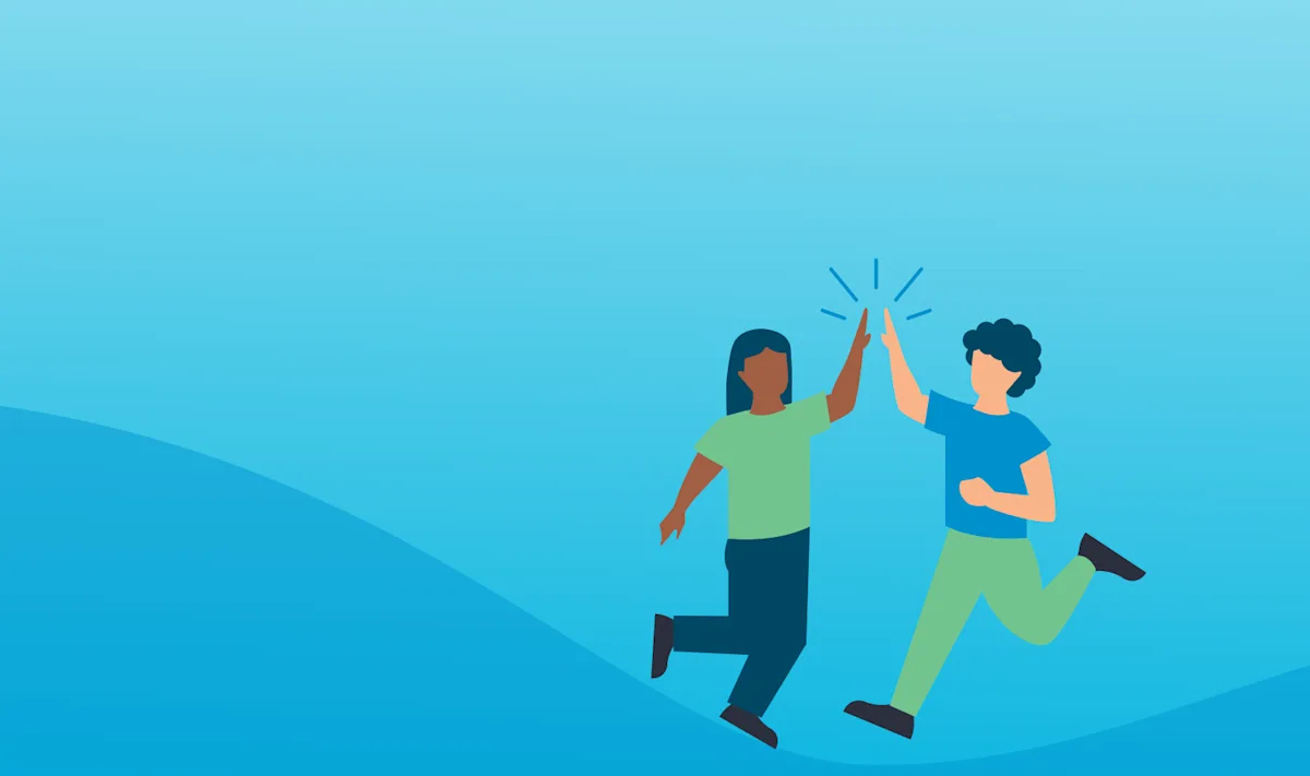 Illustrasjon som viser to personer som gi en high five. Illustrasjon som viser to personer som gi en high five.
