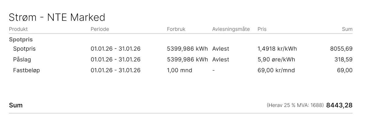 Faktura strøm Faktura strøm