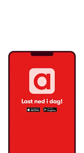 Last ned Altibox Hjem Mobilskjerm som viser budskapet "Last ned i dag" på rød bakgrunn og Altibox-ikon. Bilde.