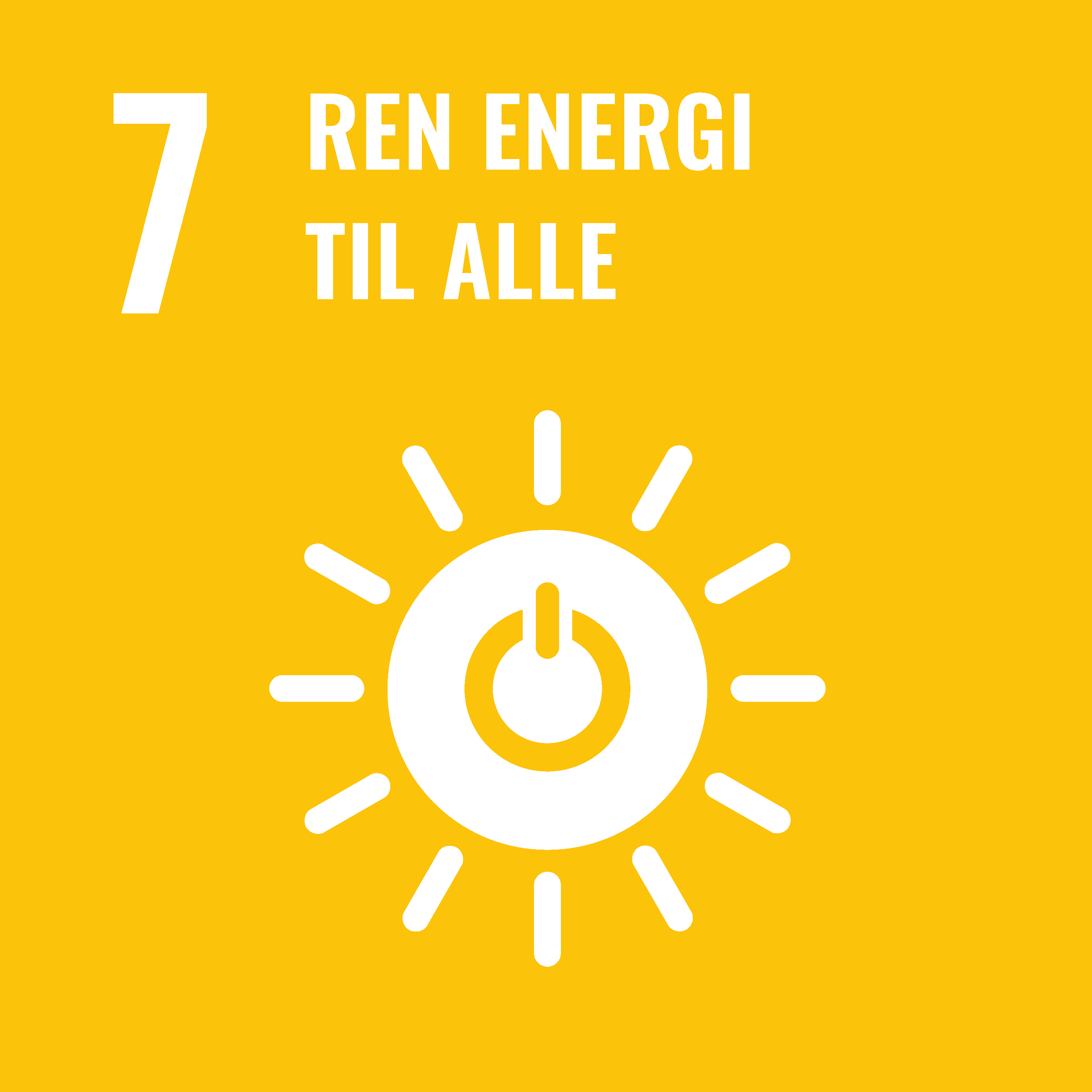 Illustrasjonen viser FNs bærekraftsmål nummer 7 - Ren energi til alle
