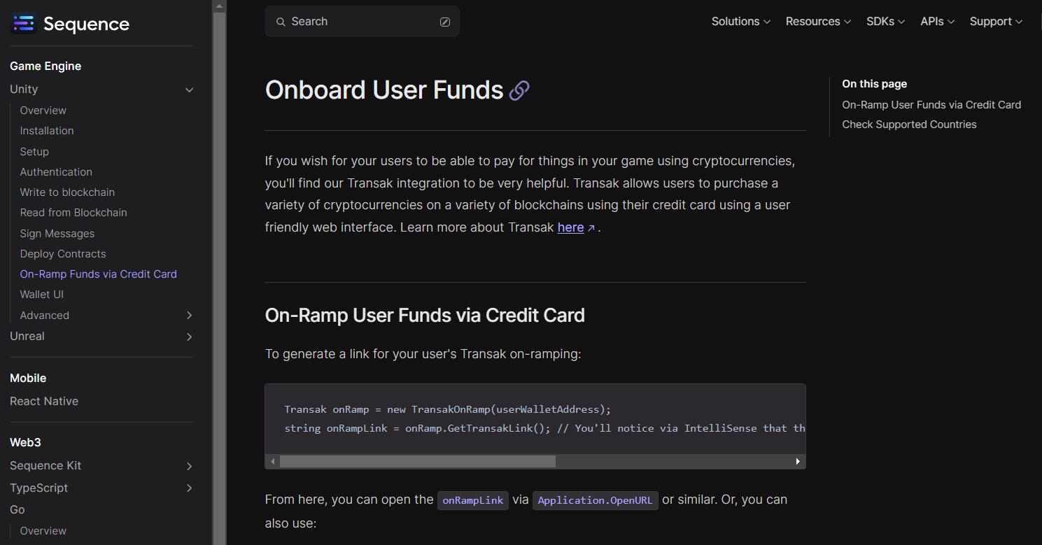 Sequence Docs: On-Ramp User Funds via Credit Card