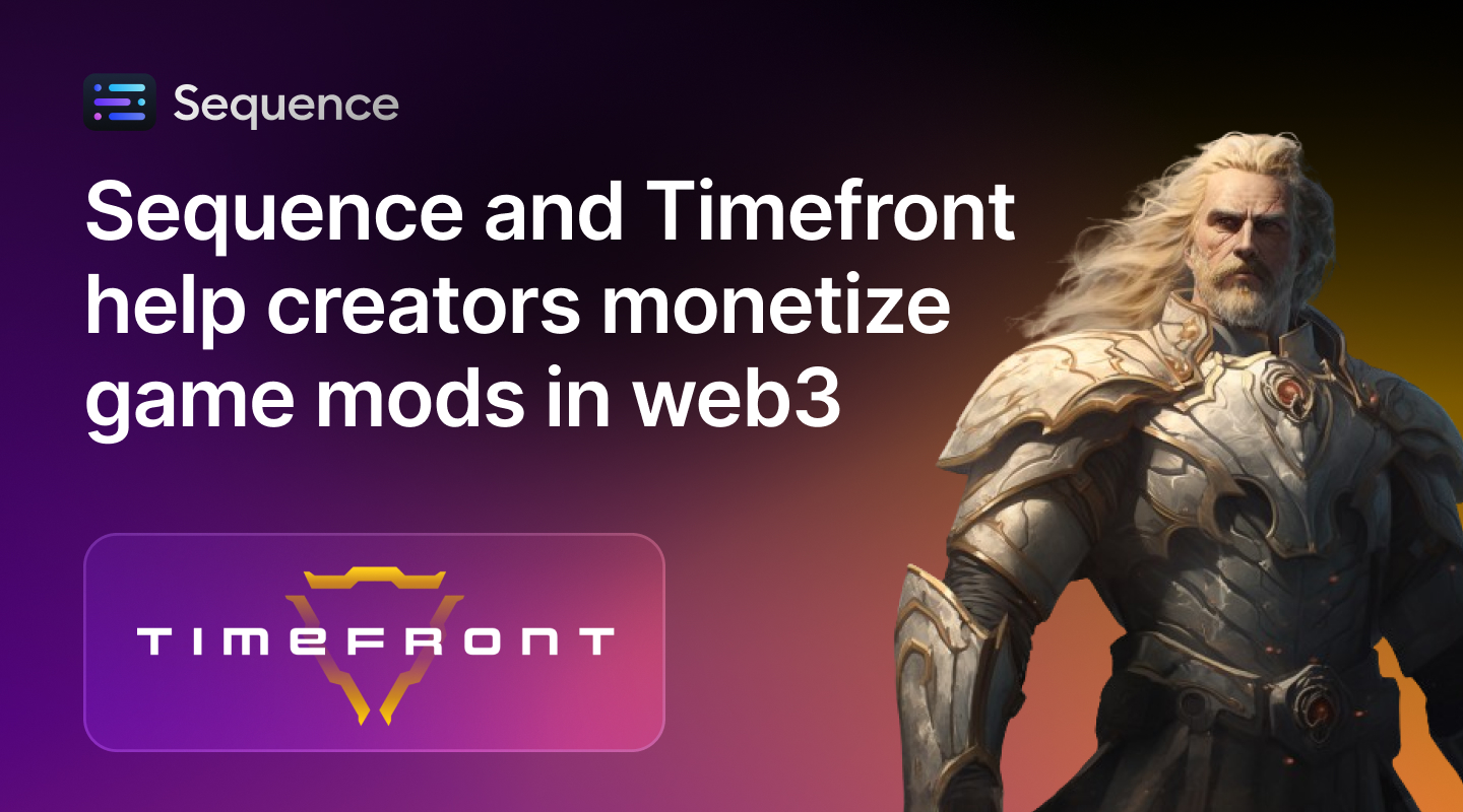 We’re excited to partner with Timefront, the fantasy RTS with a bold web3 vision! By leveraging Sequence's powerful suite of web3 tooling, Timefront will streamline its development process and empower its creator economy.