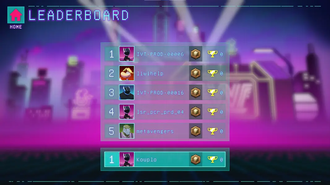 Leaderboard of Ubisoft's Captain Laserhawk: the G.A.M.E