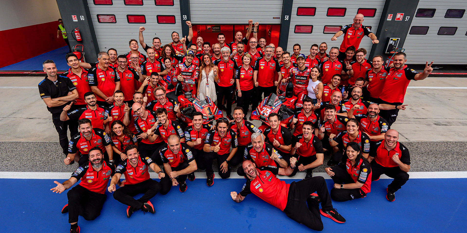 The Ducati Lenovo Team riders on the podium in Misano race: Francesco ...