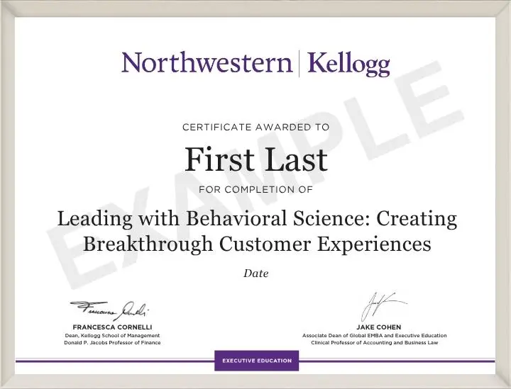 Example image of certificate that will be awarded once you successfully complete the programme