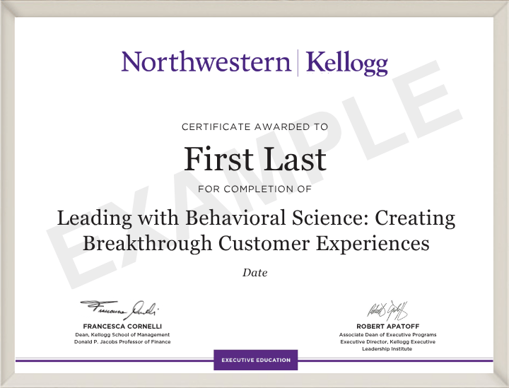 Example image of certificate that will be awarded once you successfully complete the programme