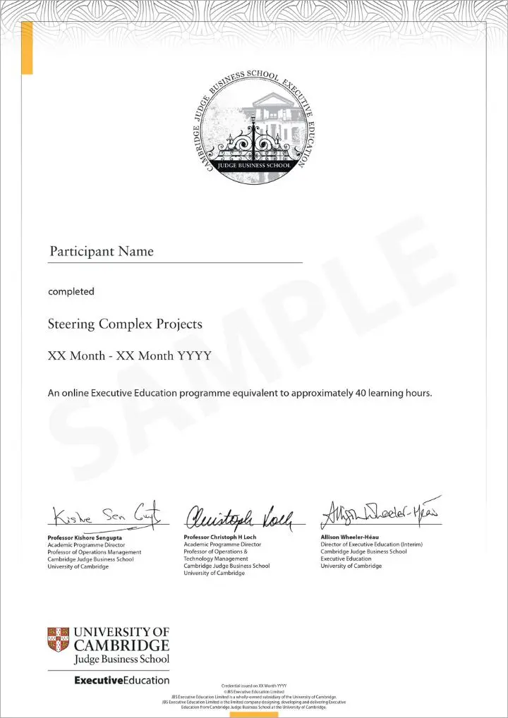 Example image of certificate that will be awarded once you successfully complete the course