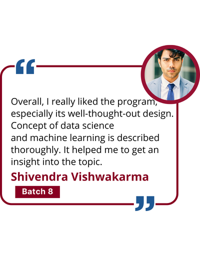 Testimonial from a learner of the IIT Delhi Certificate Programme in Data Science and Machine Learning, sharing their experience completing the online course in Python, statistics, and AI.