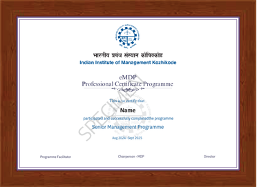 Senior Management Programme Certificate