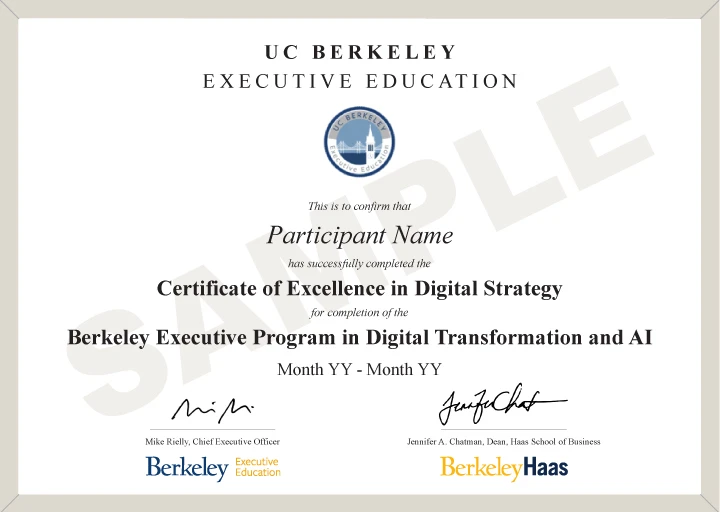 Example image of certificate that will be awarded once you successfully complete the course