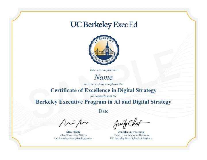 Example image of certificate that will be awarded once you successfully complete the course