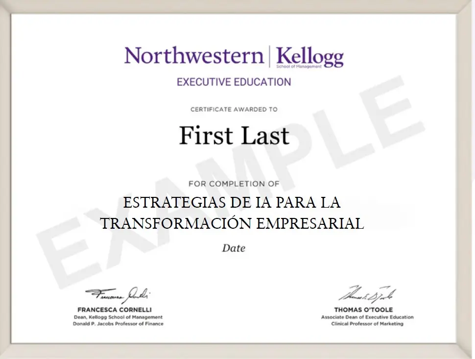 Imagen de ejemplo del certificado que se otorgará una vez que completes con éxito el curso