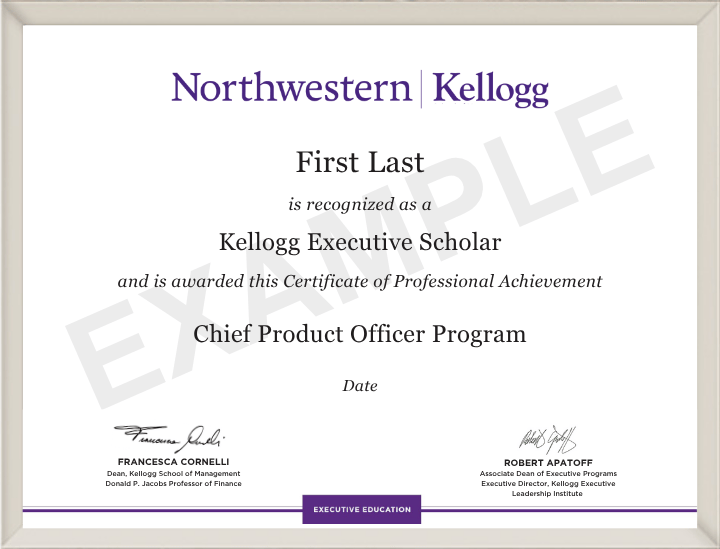 Example image of certificate that will be awarded after successful completion of this program