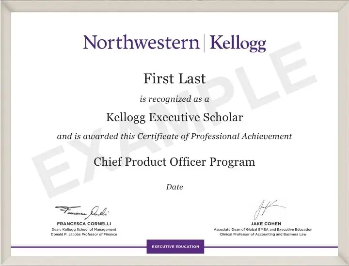 Example image of certificate that will be awarded after successful completion of this program
