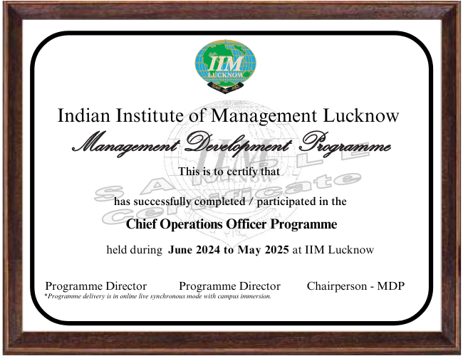 Programme Certification by IIM Lucknow