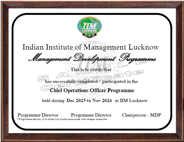 Programme Certification by IIM Lucknow