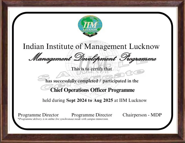 Programme Certification by IIM Lucknow