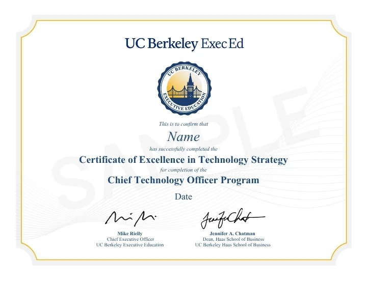 Example image of certificate that will be awarded once you successfully complete the course